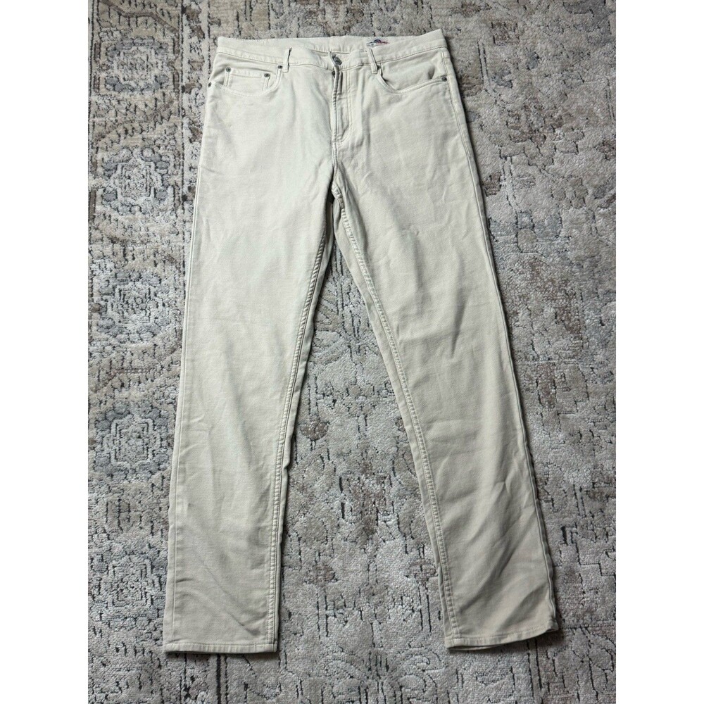 Faherty Stretch Terry 5 Pocket Pants Men 32x32 Ivory Cream Regenerative Cotton